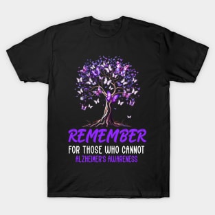 Alzheimer Awareness Tree For Men Women Purple Butterfly T-Shirt